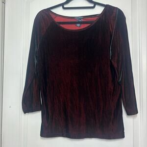 Vintage GAP 90's y2k Women's Velvet Deep Burgundy Blouse Size Large whimisgoth